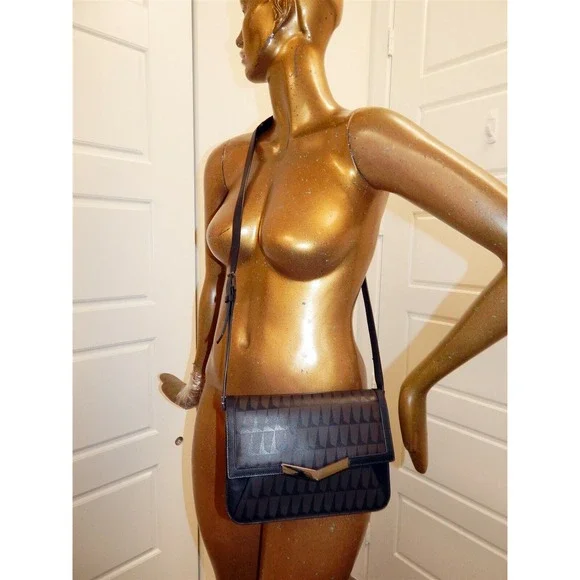 Times Arrow Gray Black Leather Crossbody‎ Bag $550rt - Picture 2 of 7